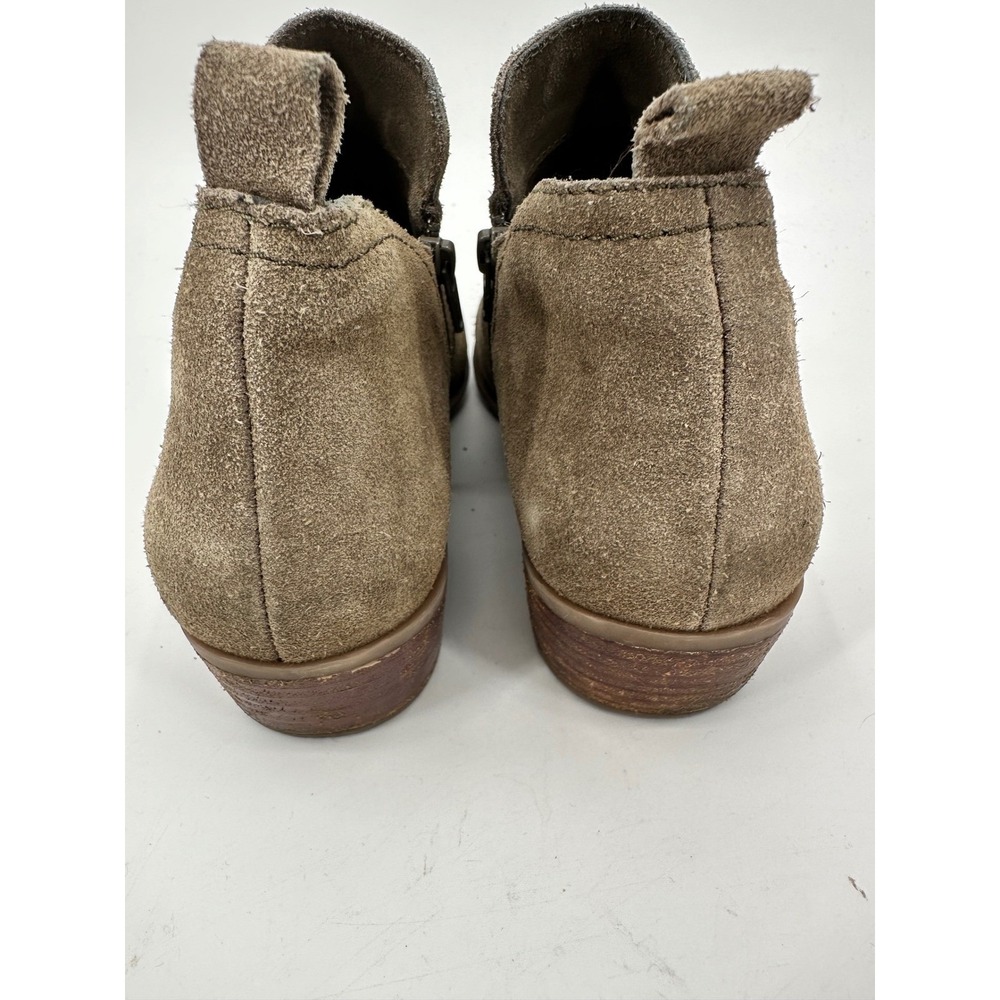 Diba Womens Taupe Suede Ankle Boots Side Zip Block Heel Booties Size 8 - Picture 7 of 10